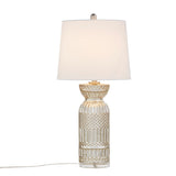 510 Design Luxuria Casual Textured Glass and Acrylic Base Table Lamp FB153-1180 Antique Silver