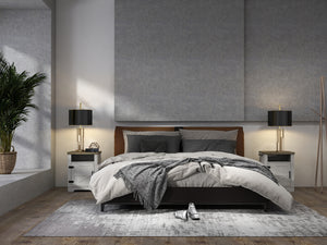 English Elm Farmhouse Rustic Nightstand with 2 Drawers and Open Shelf, Sturdy Wood-End Table for Bedroom Charm White+Oak 23.03 L x 20.79 W x 6.89 H W3151P264507