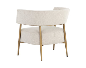 Sunpan Maestro Lounge Chair - Contemporary Curved Design with Antique Brass Legs for Luxurious Comfort Dove Cream