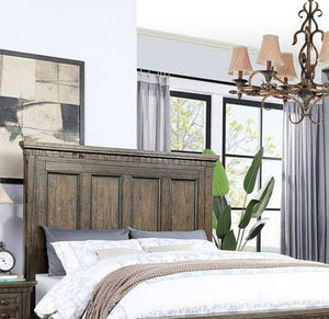 English Elm 1pc California King Panel Bed Tall Headboard Storage Footboard Traditional Brown Wood B011S02126