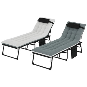 English Elm Adjustable Outdoor Chaise Lounge Set with Mesh Fabric Steel Frame and Removable Cushions Black+ Gray T3971P506022