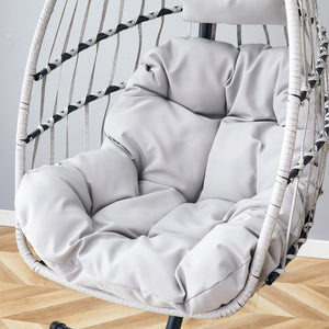 English Elm Grheavy-duty Iron Egg Chair Pe Rattan Woven Swing Seat for Patio or Living Room W2920P281903