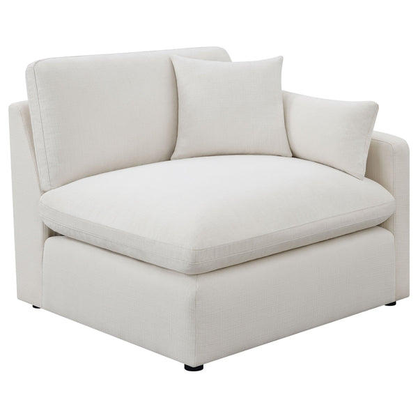 English Elm Greeley Five Piece Modular Sectional with Feather Cushions and Moisture Repellent Ivory Fabric B062S01556