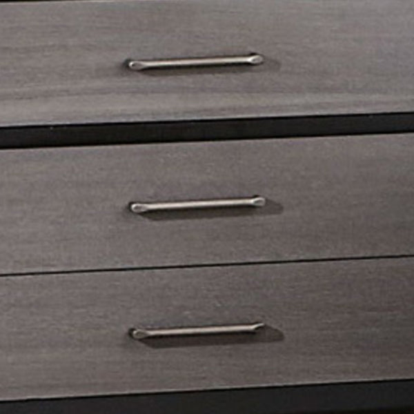 English Elm Contemporary Wooden Three Drawer Nightstand with Flared Legs for Modern Bedrooms B056P204752