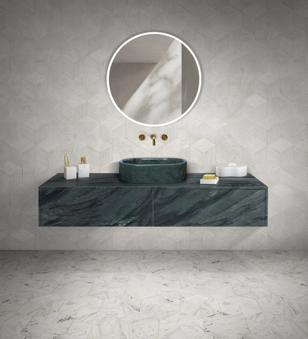 English Elm Green Natural Marble Vessel Sink - Polished Elegance For A Luxurious Bathroom Oasis, 23.6X15.7 Inches W1696P333275