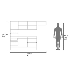 English Elm Natoma Modular Kitchen Cabinet Set with 6 Doors Open Shelving Two-tone Finish B097S00247