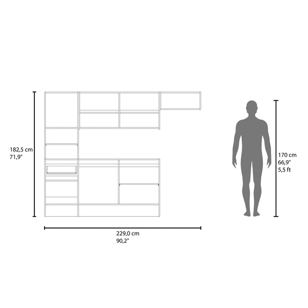 English Elm Natoma Modular Kitchen Cabinet Set with 6 Doors Open Shelving Two-tone Finish B097S00247