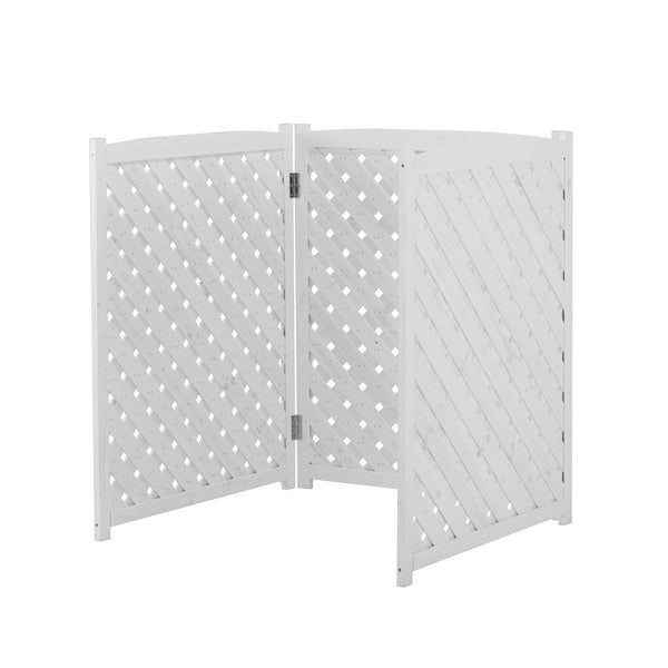 English Elm 3-panel Outdoor Wood Slatted Privacy Screen Enclosure for Patio Equipment Areas White W2640P389245