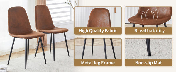 English Elm Table And Chair Set - Modern 79"X31.5" Glass Top With X-Shaped Black Metal Legs & 6 Techno-Fabric Chairs W1151S04087-GIGA