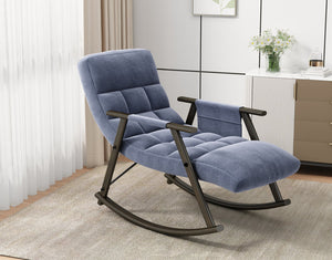 English Elm 42"l Folding Rocking Chair Iron Frame Cushioned High Back Adjustable Footrest Lounge W1669P163322