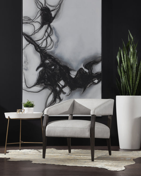 Sunpan Smoke Screen Wall Art - Hand-Painted Greyscale Painting in Black Floater Frame for Unique Décor