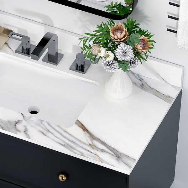 English Elm 43 Inch Marble Vanity Top - Elegant Carrara White Sink With 4" Backsplash & Durable Design For Bathrooms W2699P192444