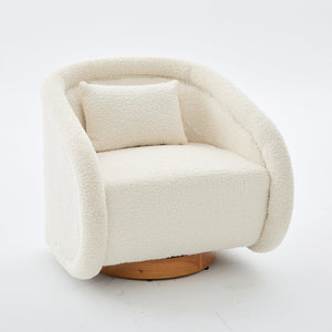 English Elm Swivel Barrel Chair Plush Teddy Fabric Pumpkin Silhouette for Living Room or Bedroom W3244P288825