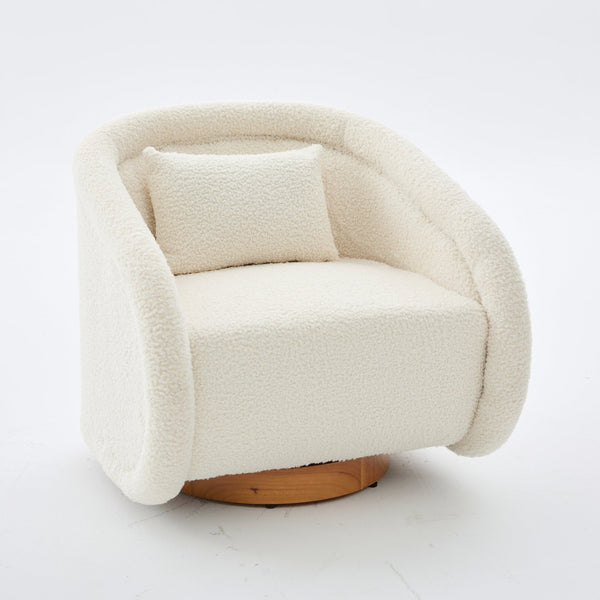 English Elm Swivel Barrel Chair Plush Teddy Fabric Pumpkin Silhouette for Living Room or Bedroom W3244P288825