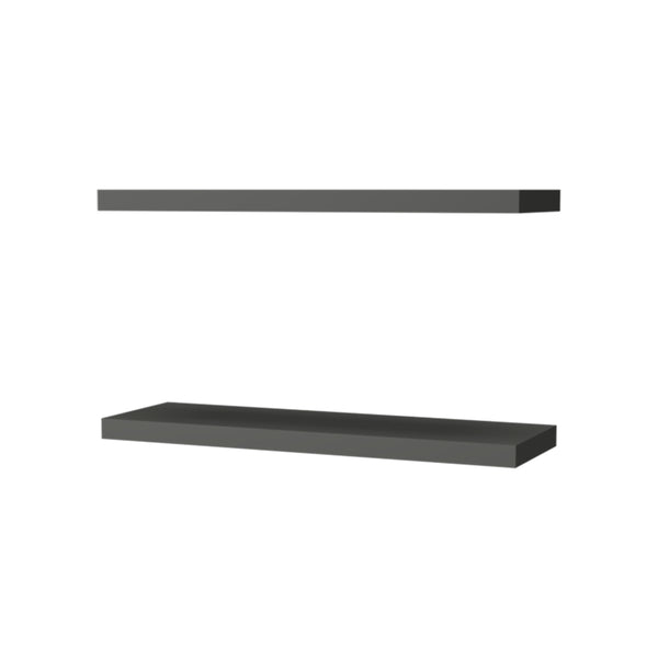 English Elm Iva recessed floating shelf set of 2 in matt grey melamine — 31.5" wide, sleek space-saving display solution Matte Gray 31.89 L x 10.63 W x 3.54 H B128P237183