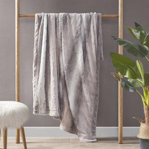 JLA Home Madison Park - Faux faux fur throw indulgent plush reversible faux mink blanket OEKO-TEX certified machine washable luxury Blush/Grey MP50-8526