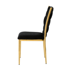 English Elm Modern Velvet Upholstered Dining Chairs Set of 2 with Electroplated Legs for Kitchen Black W210P301579