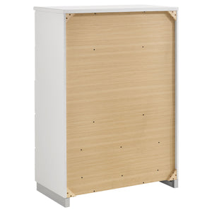 English Elm Dulcey White High Gloss 5-Piece Eastern King Bedroom Set With Led Ambiance & Ample Storage Solutions B062S01329