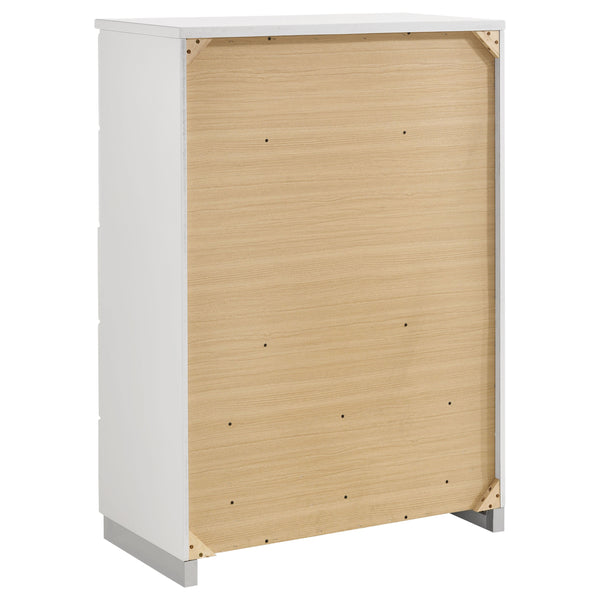 English Elm Dulcey White High Gloss 5-Piece Eastern King Bedroom Set With Led Ambiance & Ample Storage Solutions B062S01329
