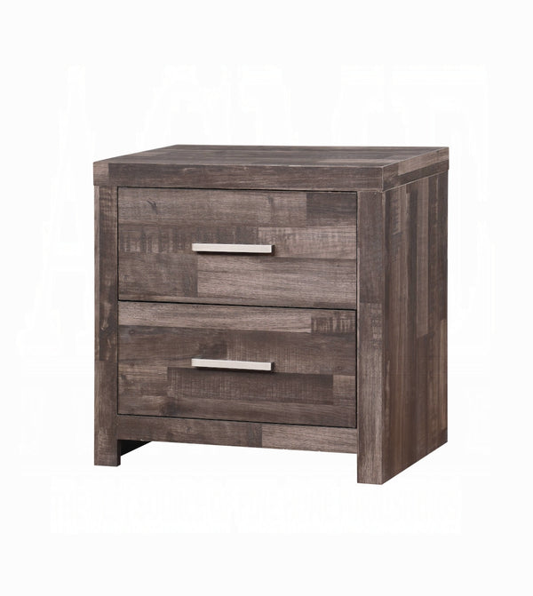 English Elm Contemporary Modern Wooden Nightstand with Two Drawers and Plank Pattern Top for Bedroom Storage Oak 29 L x 19 W x 28 H B011P317179