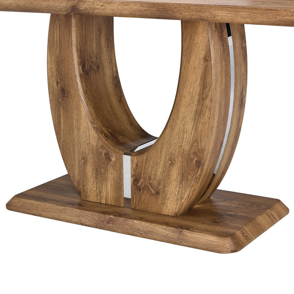 English Elm Modern Wood Grain Mdf Dining Table with Steel Accent Legs for Kitchen or Office W1512S00193