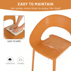 English Elm Summer Polypropylene Round Dining Set Stackable Chairs Uv Resistant Indoor Outdoor Patio Tropical Orange,White W3450S00027