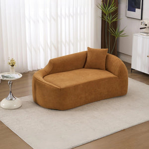 English Elm Ly-048 Sculpted Chenille Chaise Lounge Convertible Sleeper Sofa for Modern Living Spaces Orange W2231P401727