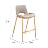 Desi Counter Stool - Set of 2 Beige & Gold 109733 Zuo Modern