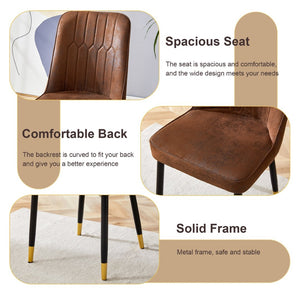 English Elm Table & Chair Set: Industrial Walnut Dining Table With 8 Brown Suede Chairs For Modern Spaces W1151S02433-GIGA