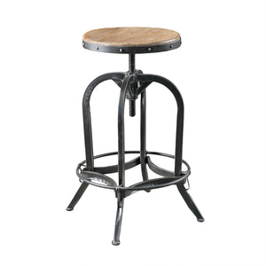 English Elm Christopher Knight Home® - Firwood Industrial Swivel Barstool with Adjustable Height, Firwood Seat & Sturdy Iron Frame, Pewter Natural Finish 52135.00