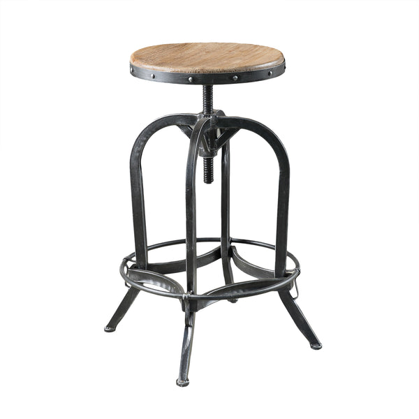 English Elm Christopher Knight Home® - Firwood Industrial Swivel Barstool with Adjustable Height, Firwood Seat & Sturdy Iron Frame, Pewter Natural Finish 52135.00