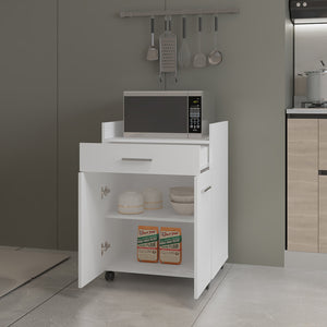 English Elm Derry White Coffee Cart with Drawer & Wheels — Engineered Wood Storage Cart for Kitchen & Living Room B092P309172