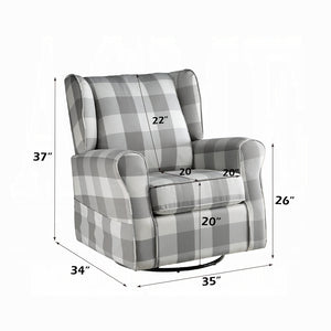 English Elm Fabric Lattice Swivel Glider Chair with Removable Seat and Side Storage Pockets for Cozy Relaxation Grey B016P324090