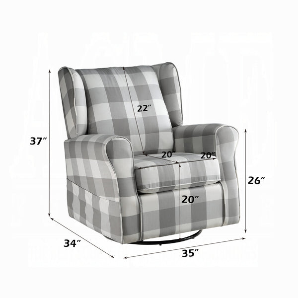 English Elm Fabric Lattice Swivel Glider Chair with Removable Seat and Side Storage Pockets for Cozy Relaxation Grey B016P324090