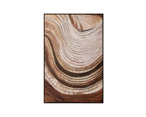 Sunpan TURNING Wall Art - 40" x 60" Bronze Floater Frame with Organic Tree-Ring Design for Any Space II A0429