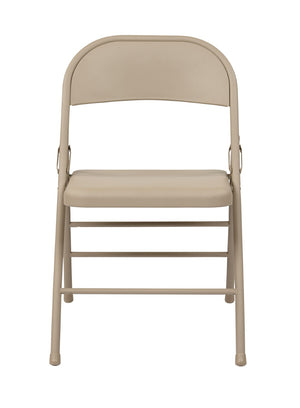 OSP Home Furnishings Folding Metal Chair Set of Four for Banquets Events and Everyday Extra Seating Tan FF-22124M