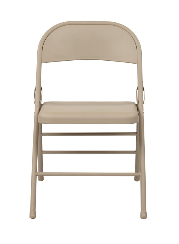 OSP Home Furnishings Folding Metal Chair Set of Four for Banquets Events and Everyday Extra Seating Tan FF-22124M