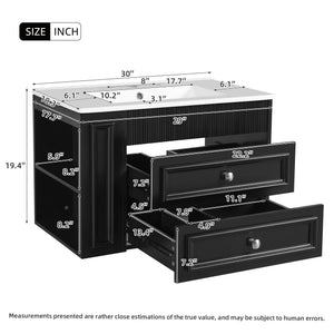 English Elm 30'' Wall Mounted Bathroom Vanity with Ceramic Sink, Floating MDF Cabinet, Soft-Close Drawers & Ample Storage Black N710P334915B