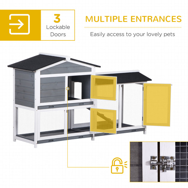 English Elm PawHut 63" 6-Tier Small Animal Habitat with Hammock, Heavy-Duty Steel Cage, Wheels & Removable Tray Grey W2225P217667
