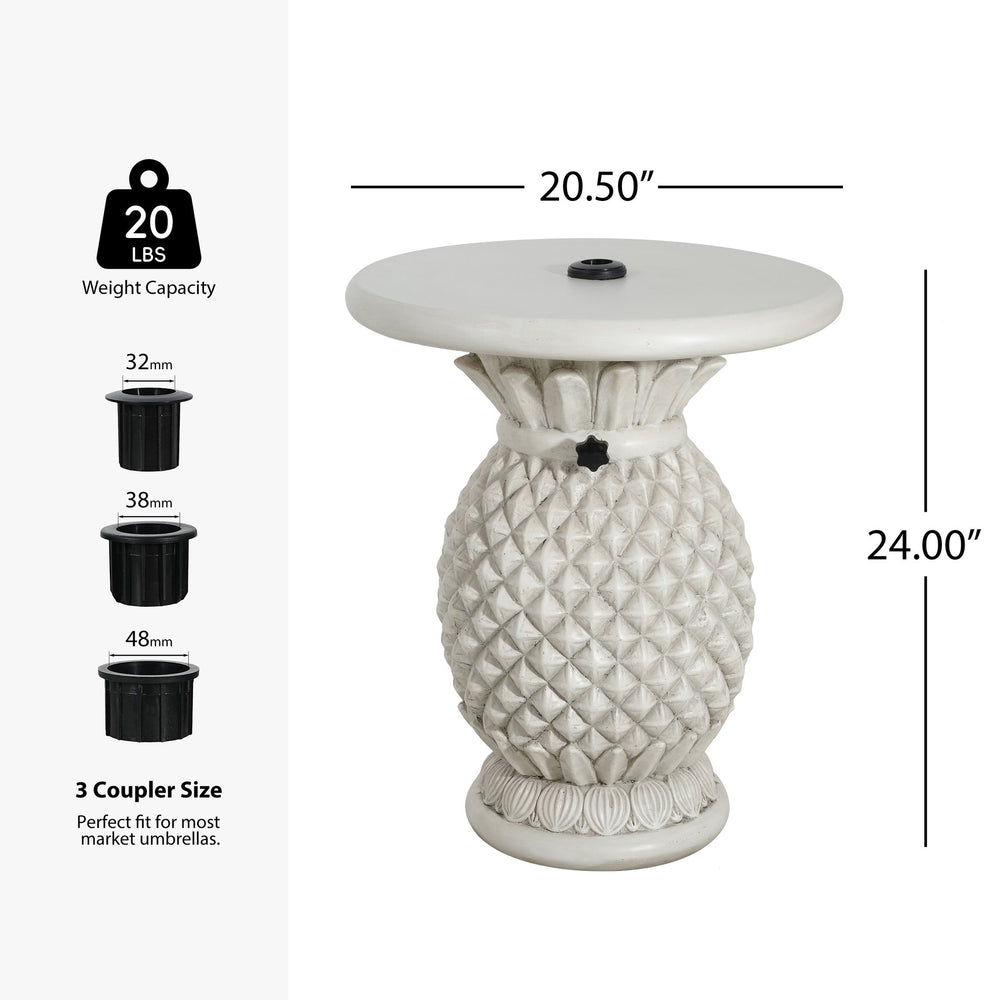 English Elm Adela Outdoor Mgo Umbrella Base Side Table with Marble Finish Weatherproof Patio N775P385406W