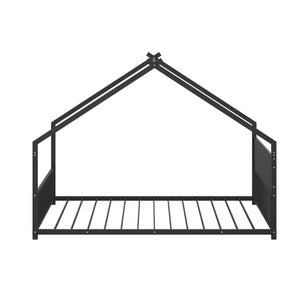 English Elm Twin House Bed Frame with Led Lights Iron Slats Low Profile Kids Bedroom W1820P234194