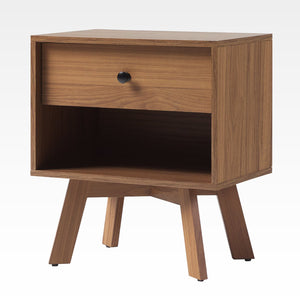 English Elm Walker Edison - Mid-Century minimalist 1-drawer nightstand with open cubby, warp-resistant MDF, sleek metal glides and hardware ideal for bedrooms Coffee 23.25 L x 14.75 W x 6.68 H B185P168891
