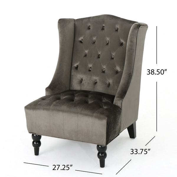English Elm Toddman Wingback Club Chair Tufted Diamond Stitching Birch Legs Reading Nook Accent 55038.00NVLT