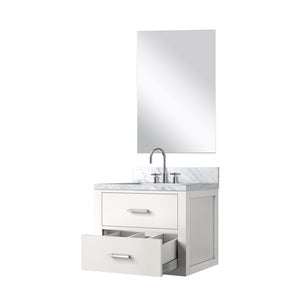 English Elm White Single Bath Vanity Set With Acrylic Countertop, Frameless Mirror & Chrome Faucet For Small Spaces B2731S01970-GIGA