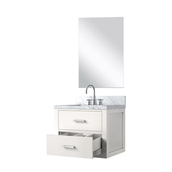 English Elm White Single Bath Vanity Set With Acrylic Countertop, Frameless Mirror & Chrome Faucet For Small Spaces B2731S01970-GIGA