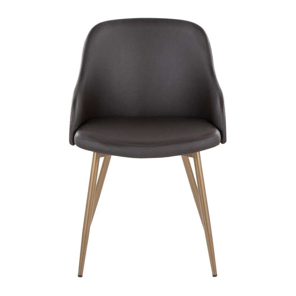 English Elm Chair Set of 2 Faux Leather Padded Seats Walnut Accents Copper Legs Modern Dining B202S02189