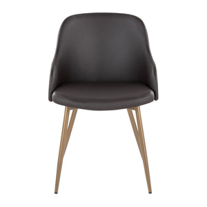 English Elm Chair Set of 2 Faux Leather Padded Seats Walnut Accents Copper Legs Modern Dining B202S02189