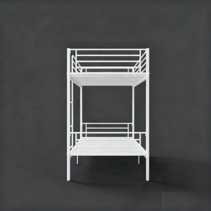 English Elm Bunk Bed Twin Over Iron Frame with Full Guardrail and Ladder White Finish W5635S00001