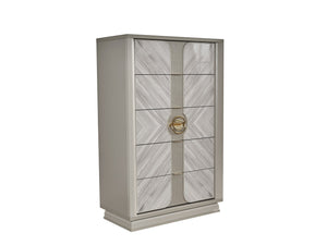 English Elm Eternity Traditional 5-Drawer Chest With Soft-Close Drawers, Gold Accents, And Eucalyptus Finish B009P291908