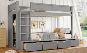 English Elm Twin Triple Bunk Bed Metal L-shaped Frame Sleeps Three Kids White Finish W1580S00474